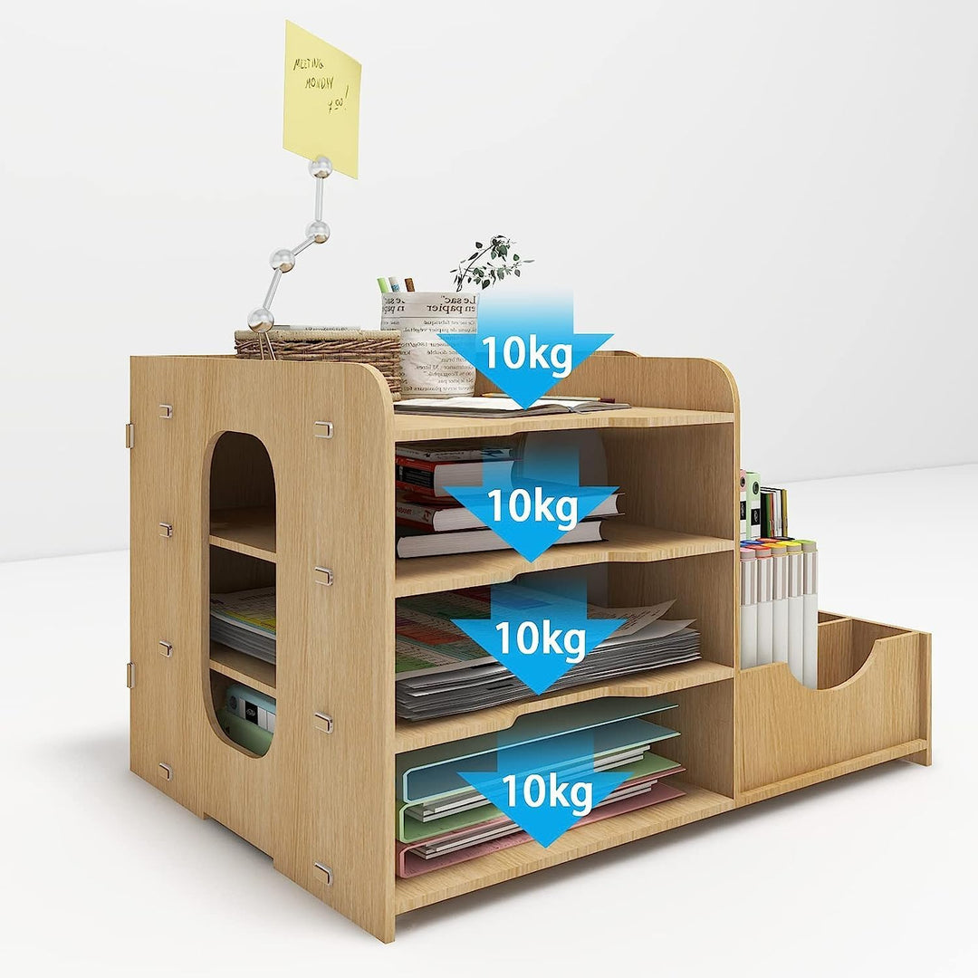 PUNCIA Dokumentenablage A4 Briefablage Ablagefächer Holz Schreibtisch Datei Organizer Papierablage A