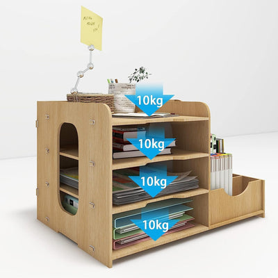 PUNCIA Dokumentenablage A4 Briefablage Ablagefächer Holz Schreibtisch Datei Organizer Papierablage A