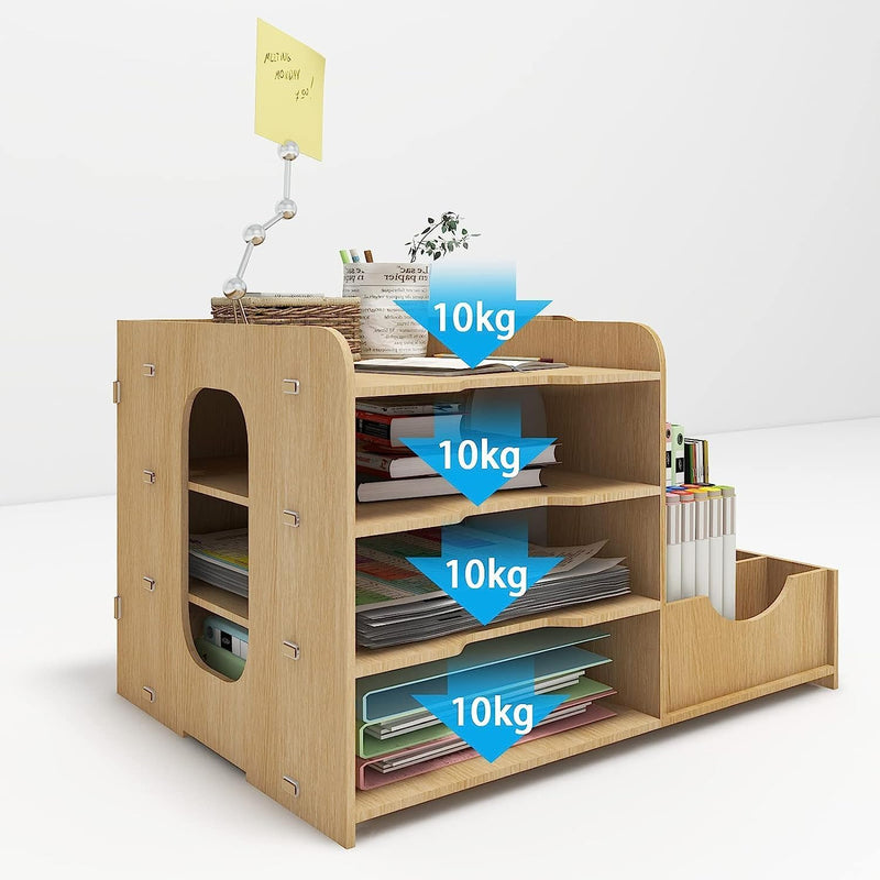 PUNCIA Dokumentenablage A4 Briefablage Ablagefächer Holz Schreibtisch Datei Organizer Papierablage A