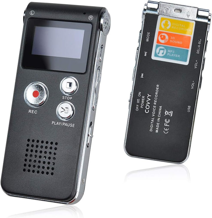 Digitales Diktiergerät,COVVY 8GB Audio Aufnahmegerät,Digitaler Voice Recorder mit Spracherkennung fü