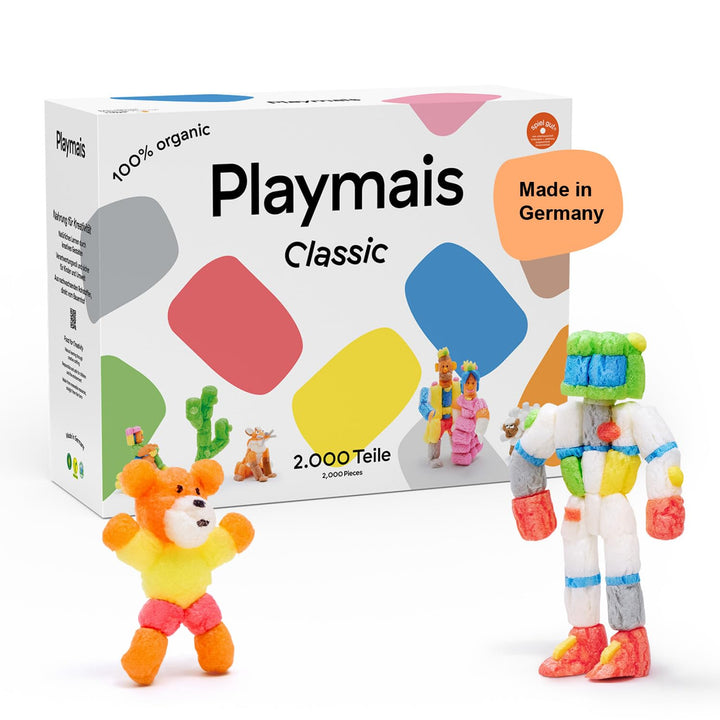 Playmais Classic 2000 Teile | Bastelset | natürliches Spielzeug | inkl. Schwämmchen, Bastelmesser |