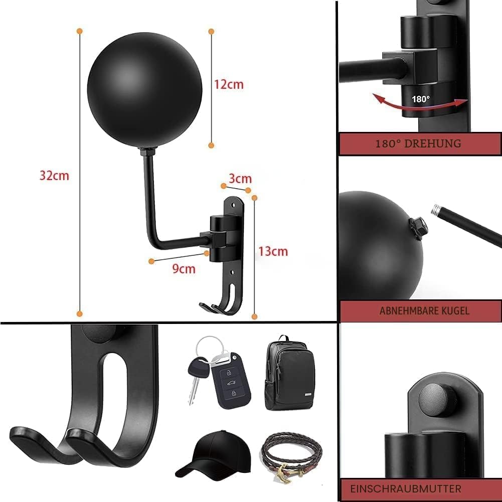 motofans Helmhalterung für Motorrad, Wandmontage, Motorradhelm, Huthalterung, aus Aluminiumlegierung