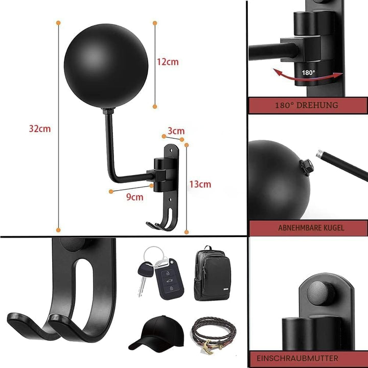 motofans Helmhalterung für Motorrad, Wandmontage, Motorradhelm, Huthalterung, aus Aluminiumlegierung