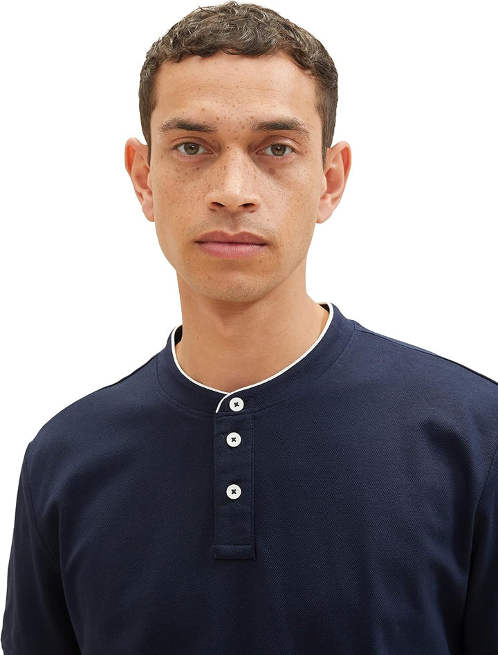 TOM TAILOR Herren Piqué Poloshirt mit Stehkragen S 10668 - Sky Captain Blue, S 10668 - Sky Captain B