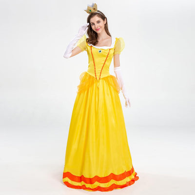 Prinzessin Peach Kostüm Cosplay Super Mario Bros Erwachsenenkostüm Kleid und Krone Prinzessin Deluxe