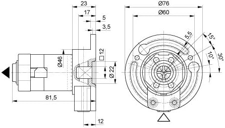 DIWARO® K028 Rolladengetriebe | Untersetzung 3:1 links | Antrieb 6mm Innenvierkant | Kurbelgetriebe,