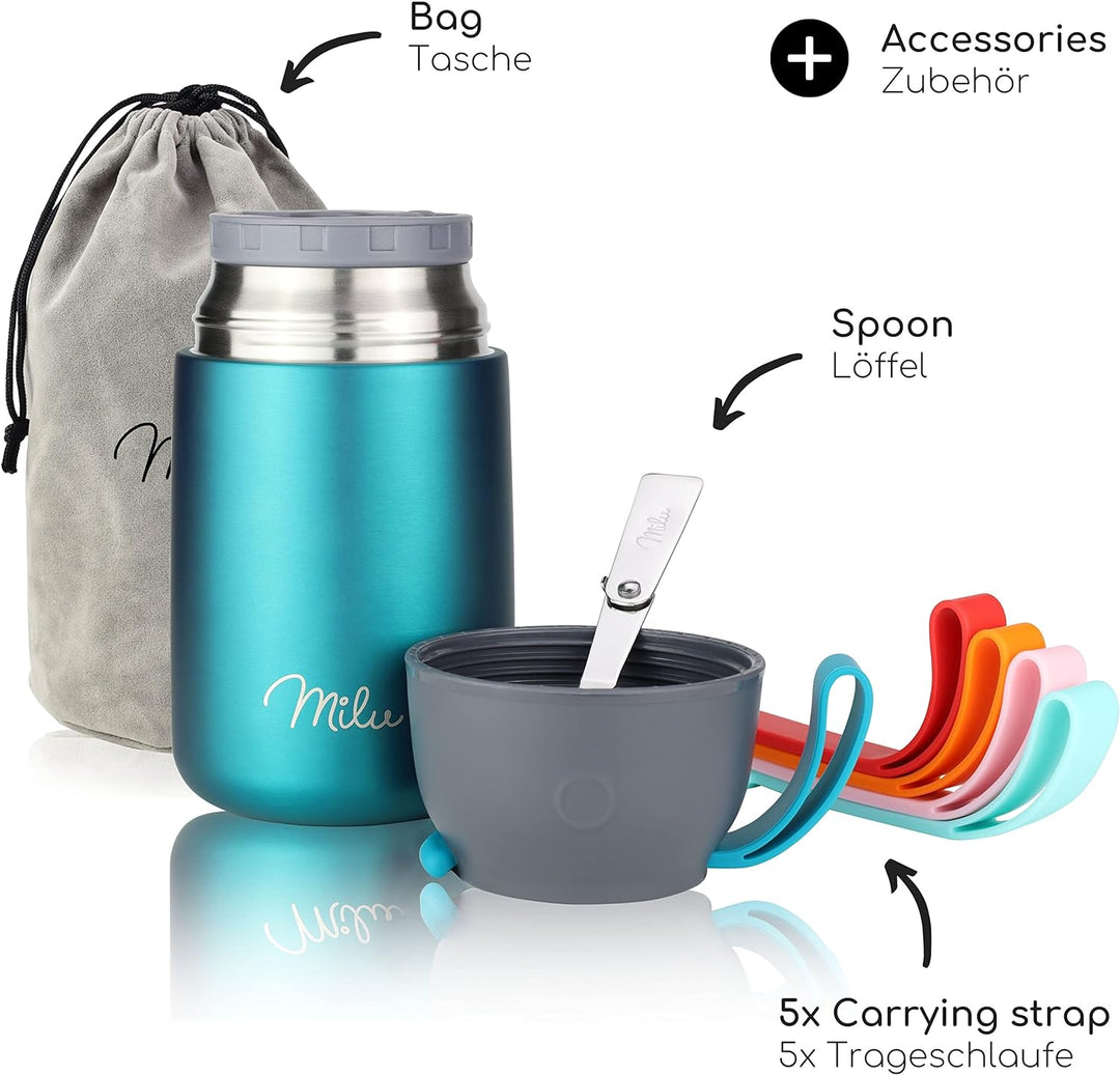 Milu® Thermobehälter 450, 650ml | Edelstahl Warmhaltebehälter | Essensbehälter | Speisegefäss Babyna