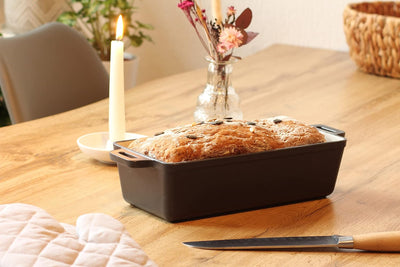 Echtwerk Brotback/Auflaufform aus Gusseisen, Bräter ohne Deckel, Kastenform, Traditioneller Brotkast