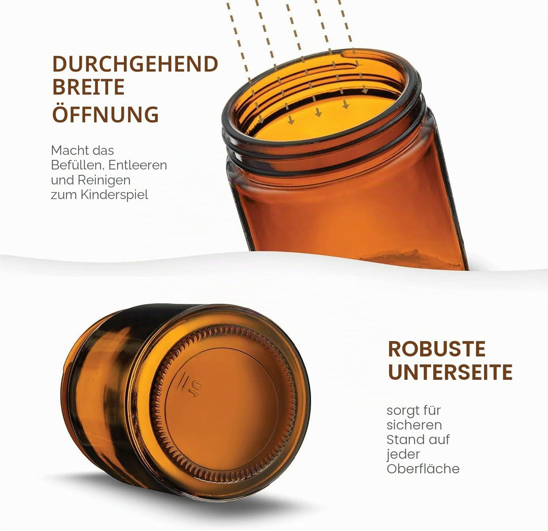 Braunglasbehälter, 236 ml (8 oz) leere Kosmetikbehälter für DIY-Projekte, Bernsteinfarbene Gläser fü