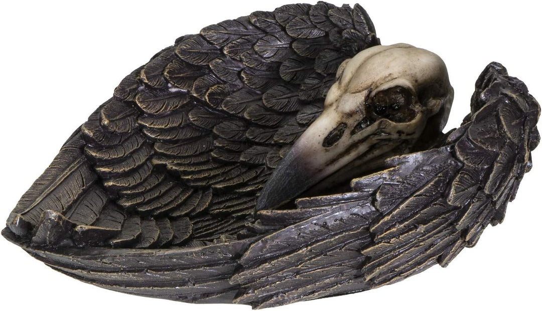 Pacific Giftware Undead Cross Winged Raven Skull Decorative Gothic Harz Dish