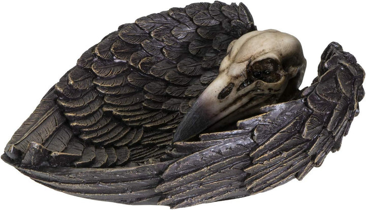 Pacific Giftware Undead Cross Winged Raven Skull Decorative Gothic Harz Dish