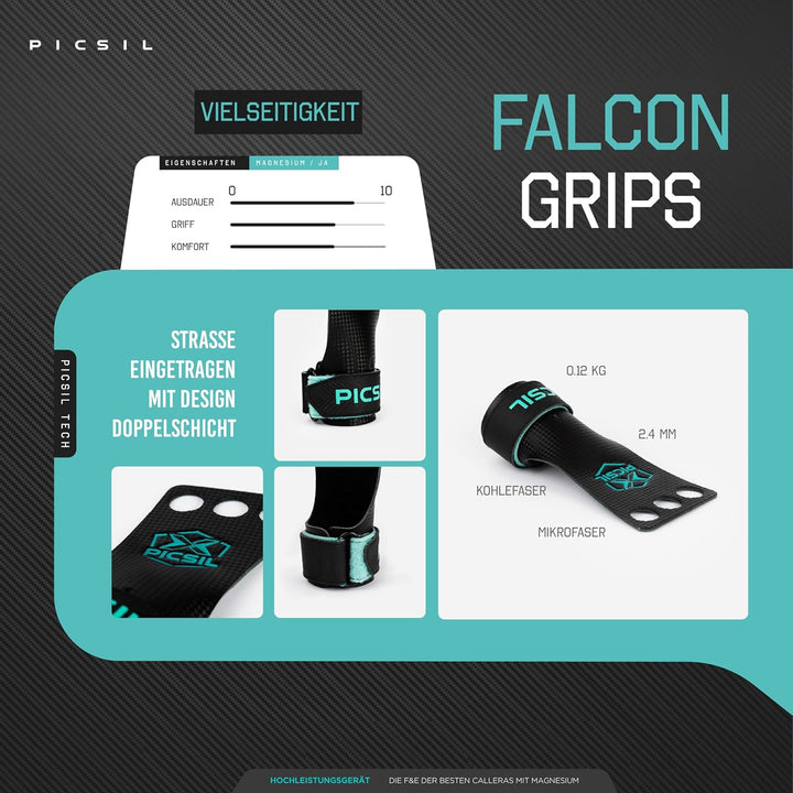 PICSIL Falcon Hand Grips – Profi‑Griffpolster aus Carbonfaser, Chalk‑kompatibel, Handschutz & Griffh