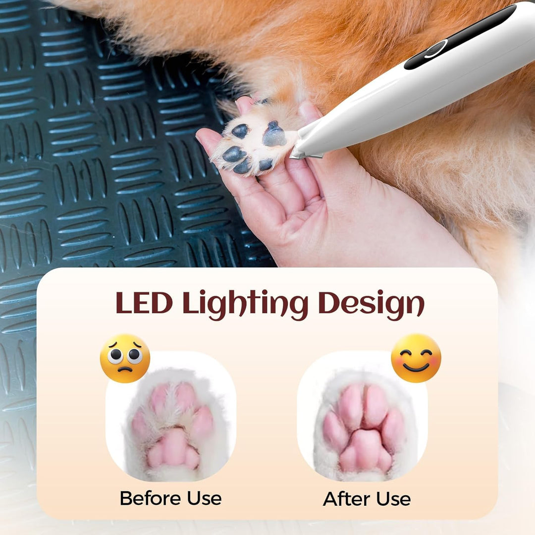 Pfotentrimmer für Hunde mit LED-Licht, One-Touch-Schalter Hundeschermaschine Leise Pfotentrimmer Kab