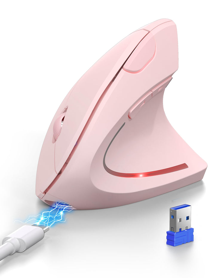 TECKNET Ergonomische Bluetooth Maus, Wiederaufladbar Kabellose Vertikale Maus (BT 5.0/3.0 + 2.4G), 6