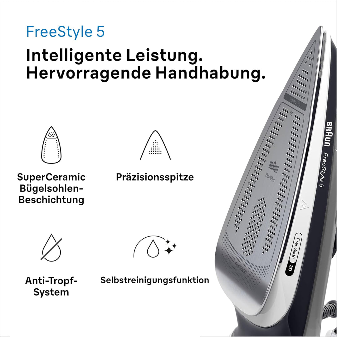 Braun Household TexStyle 5 Dampfbügeleisen SI 5188 BK – Bügeleisen mit FreeGlide 3D Bügelsohle, Vert