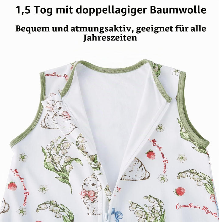 Chilsuessy Baby Schlafsack mit Beinen 1.5 Tog Schlafsack 100% Baumwolle Ganzjahres Schlafsack mit Fü