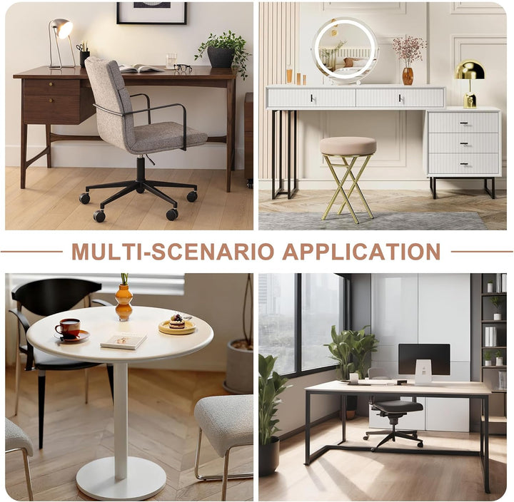 Bürostuhl ohne Armlehne Schreibtischstuhl Leder Holz Modern Homeoffice Chair Wippfunktion bis 136 kg