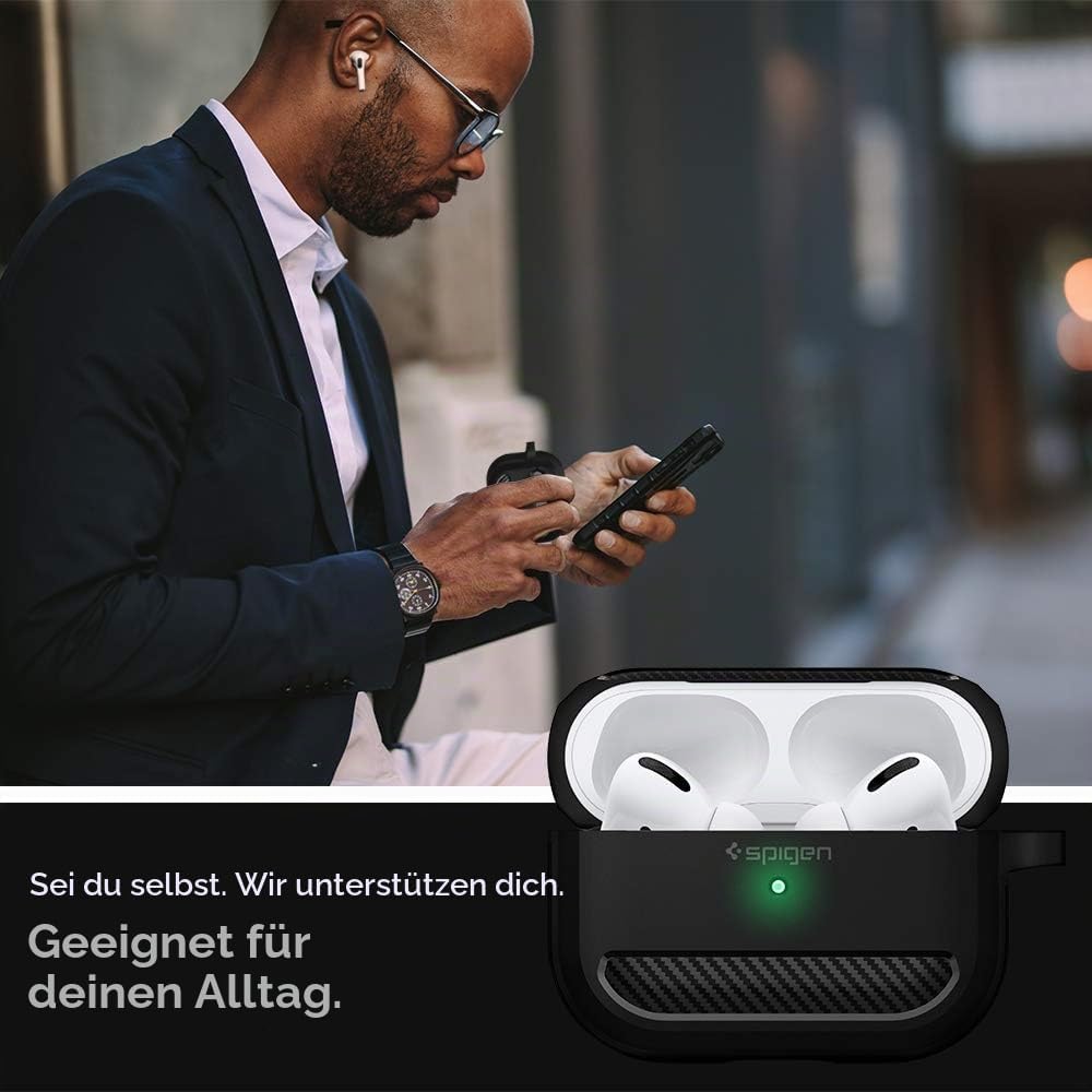 Spigen Rugged Armor Entwickelt für Apple Airpods Pro Hülle Case (2019) - Mattschwarz, Mattschwarz