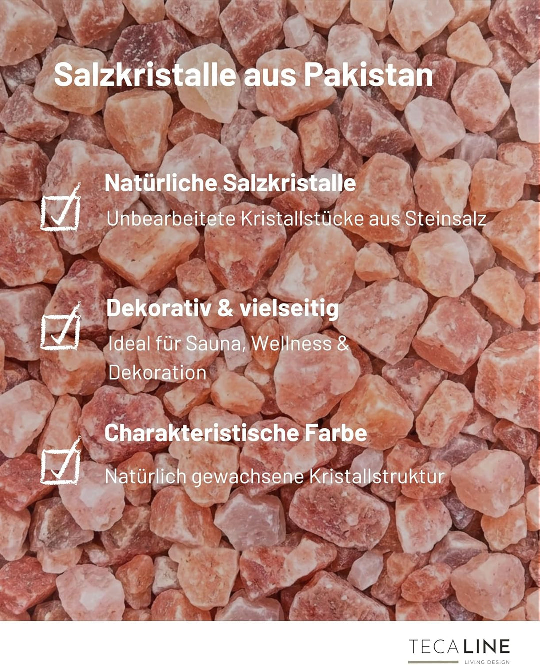 Saunasalzsteine Pink – Salzkristalle 2–5 cm – 2 kg – Kristallsalz Brocken für Sauna &amp; Sole-Schale –