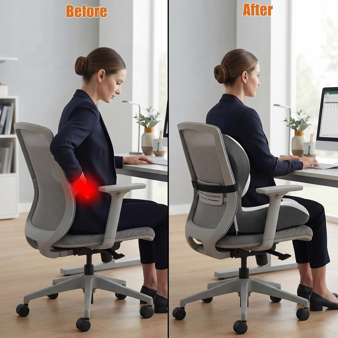 Orthopädisches Sitzkissen mit Rückenlehne, Ergonomische Steissbeinkissen aus Memory-Schaumstoff Anti