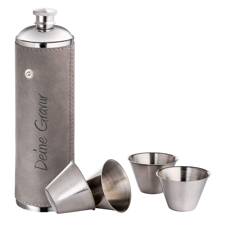 Schmalz® Flachmann-Set Lissabon 5-teilig - aus Edelstahl - mit PU-Überzug - inkl. Wunschgravur - Sch