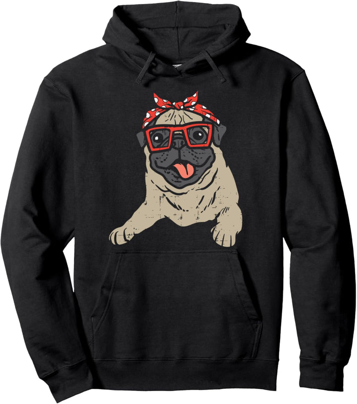 Pug Polka Dots Bandana Pet Dog Lover Owner Girls Women Gift Pullover Hoodie