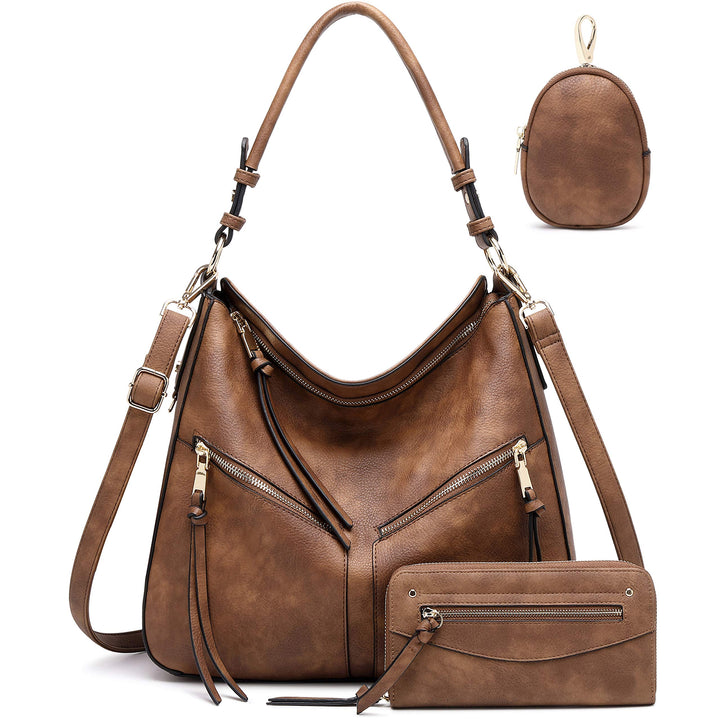 lapsting Damen Hobo hobo-handbags XL 3 Stück – Braun, XL 3 Stück – Braun