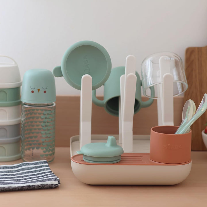 BÉABA, Abtropfgestell Babyflaschen, Grosses Fassungsvermögen, Modular, Bis zu 6 Flaschen und Kinderg