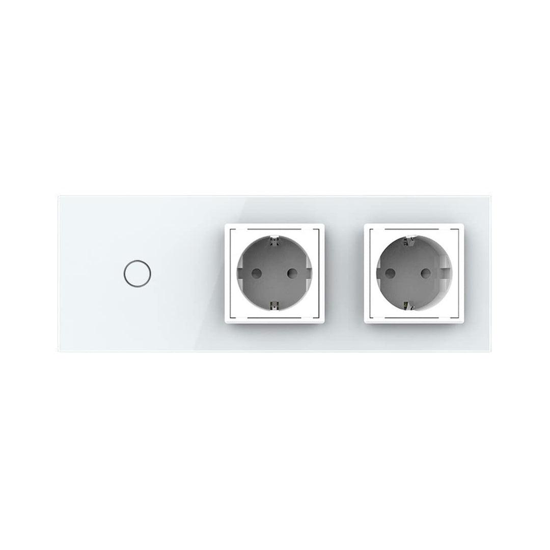 LIVOLO Touch Wechselschalter und 2 Fach Steckdose mit Glasrahmen VL-C701S/C7C2EU-11-A Weiss