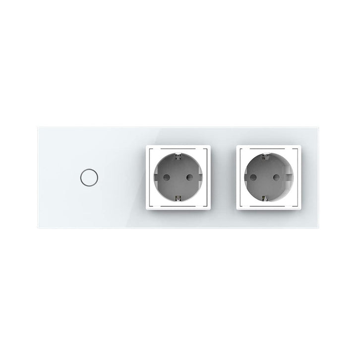 LIVOLO Touch Wechselschalter und 2 Fach Steckdose mit Glasrahmen VL-C701S/C7C2EU-11-A Weiss