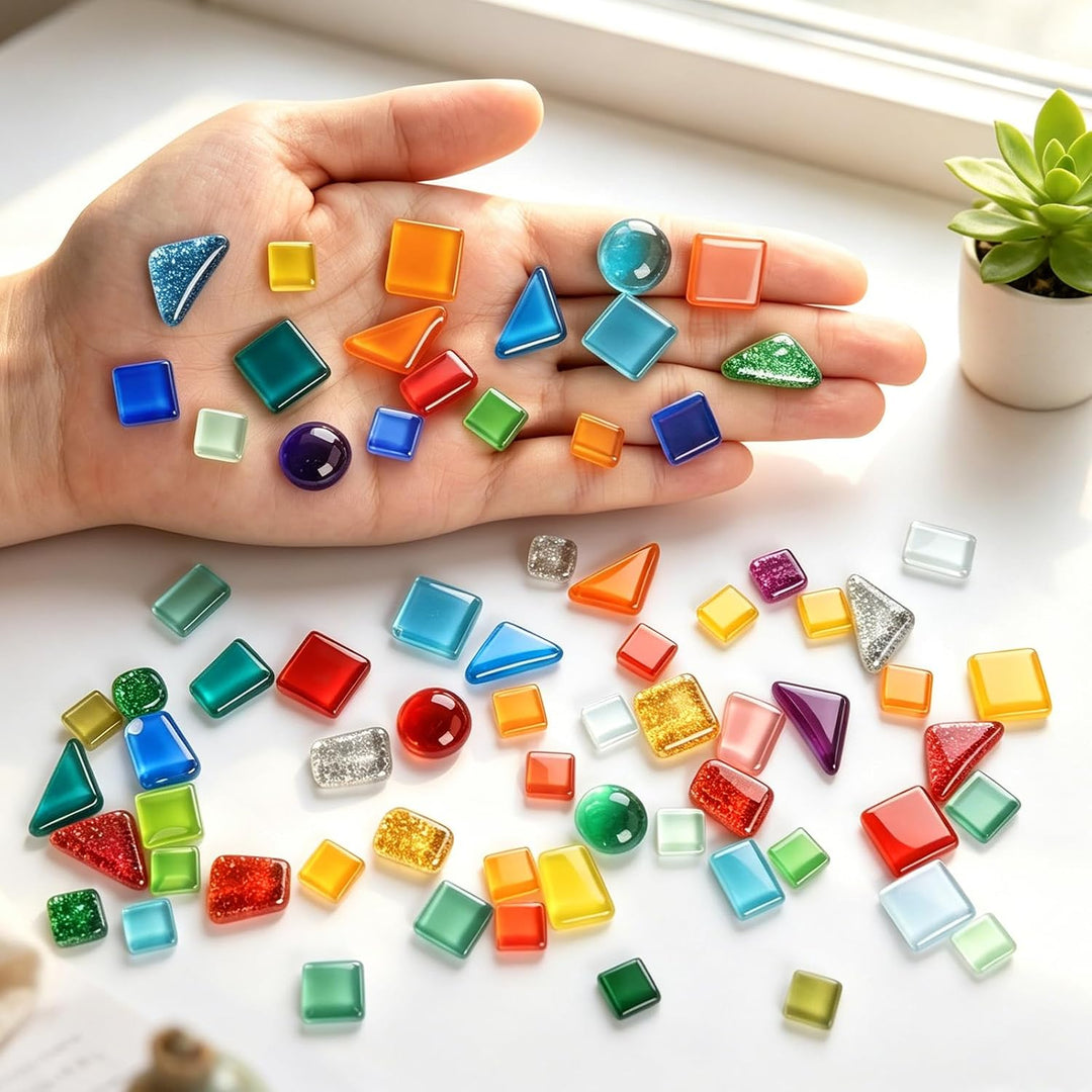 Mosaiksteine Bunte 650g Kreative Glasmosaiksteine Unregelmässig Kristall Mosaikfliesen Bastelmix für