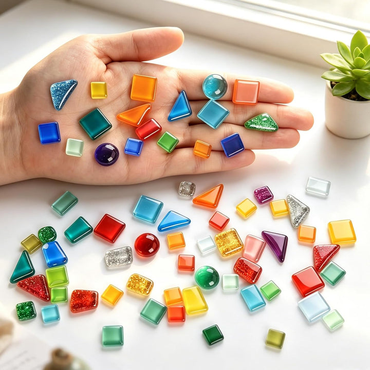 Mosaiksteine Bunte 650g Kreative Glasmosaiksteine Unregelmässig Kristall Mosaikfliesen Bastelmix für