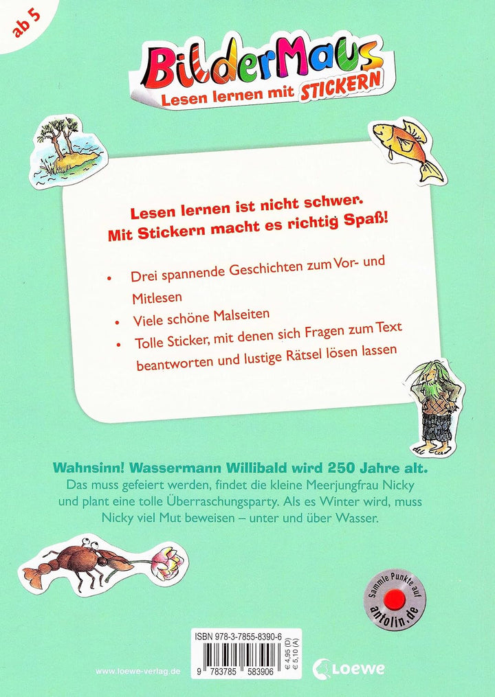Atlanta Kinderwecker Ohne Ticken für Mädchen mit Lesebuch Meerjungfrau - 1953/6 Bum