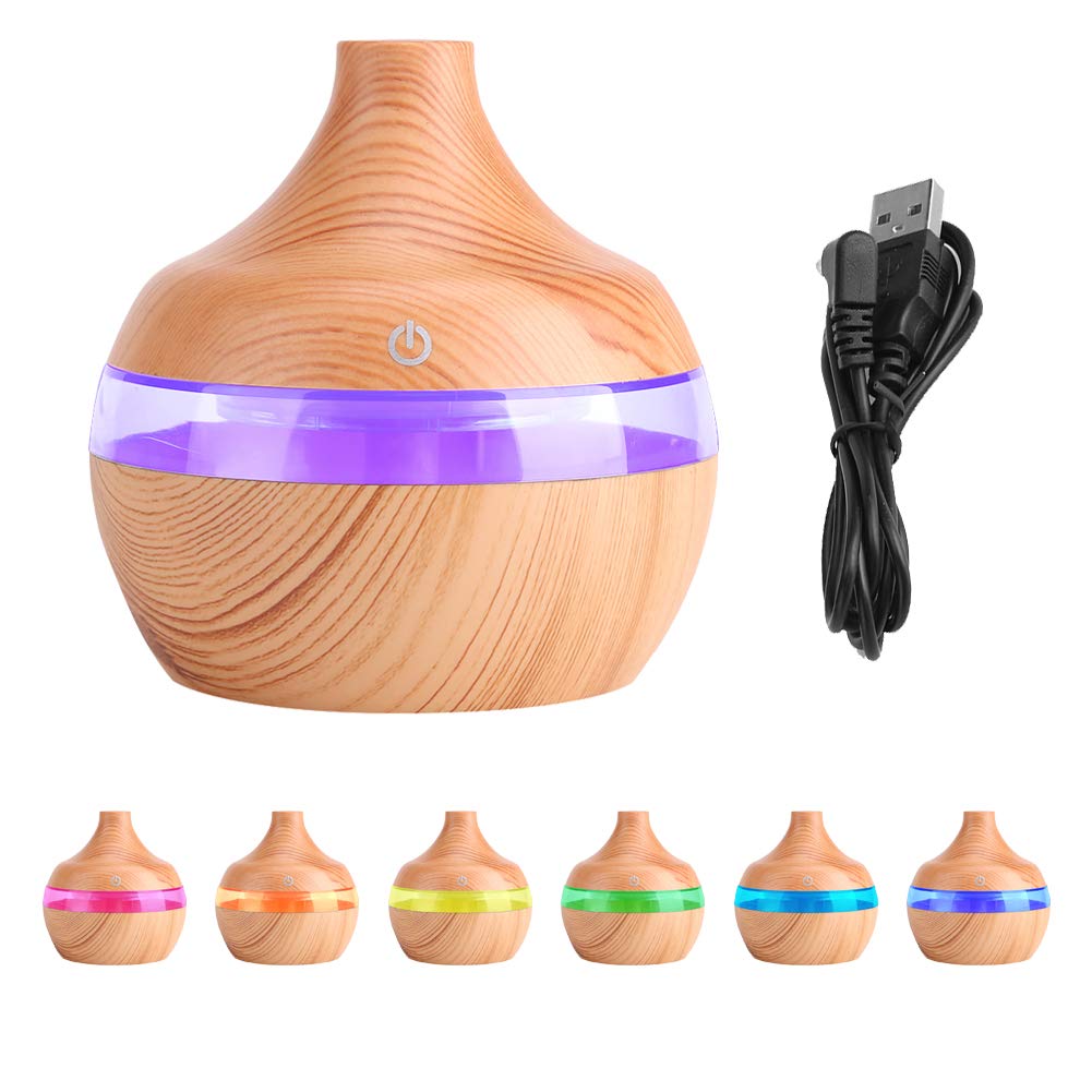 Luftbefeuchter Diffusor Aromatherapiegerät USB-Anschluss LED-Licht Holzmaserung für das Kinderzimmer