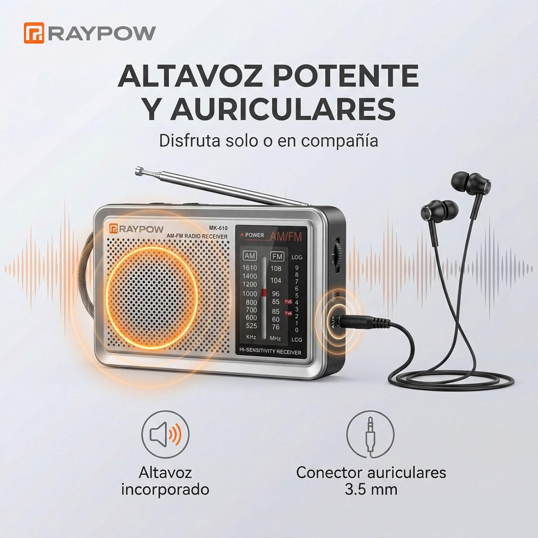 Tragbares Radio, 2-Band-Radio, FM-Transistorradio, tragbare Tasche, funktioniert mit 2 Batterien LR2