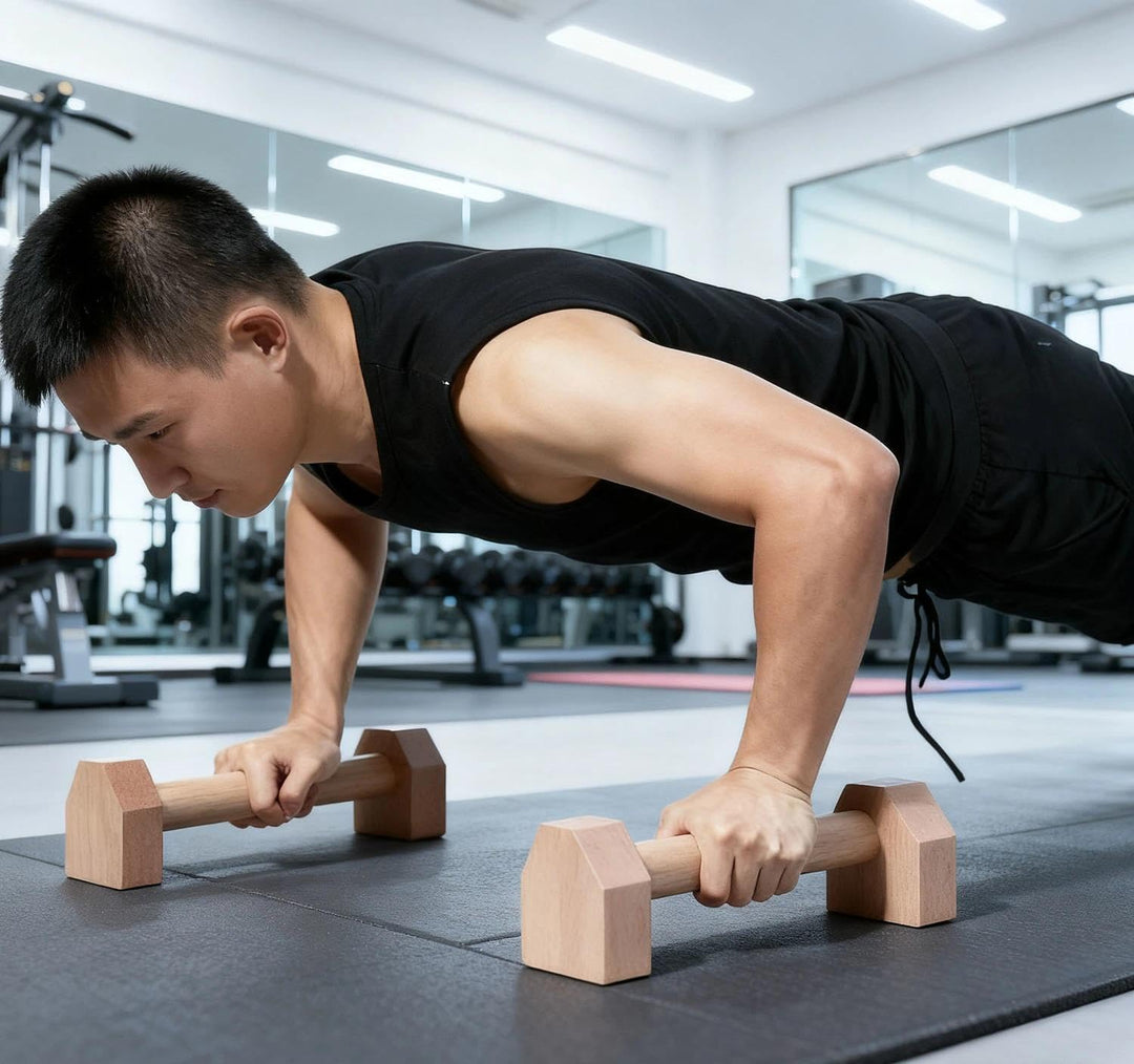 Liegestützgriffe, 2 Push Up Bars, Handstandstange, Holz Parallettes, mit Zwei Abnehmbaren Griffschla