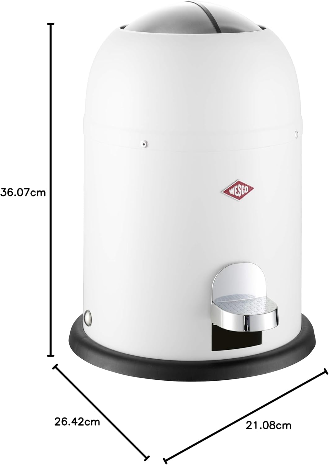 WESCO Mini Master Abfalleimer 6 L, Weiss Matt, Weiß Matt