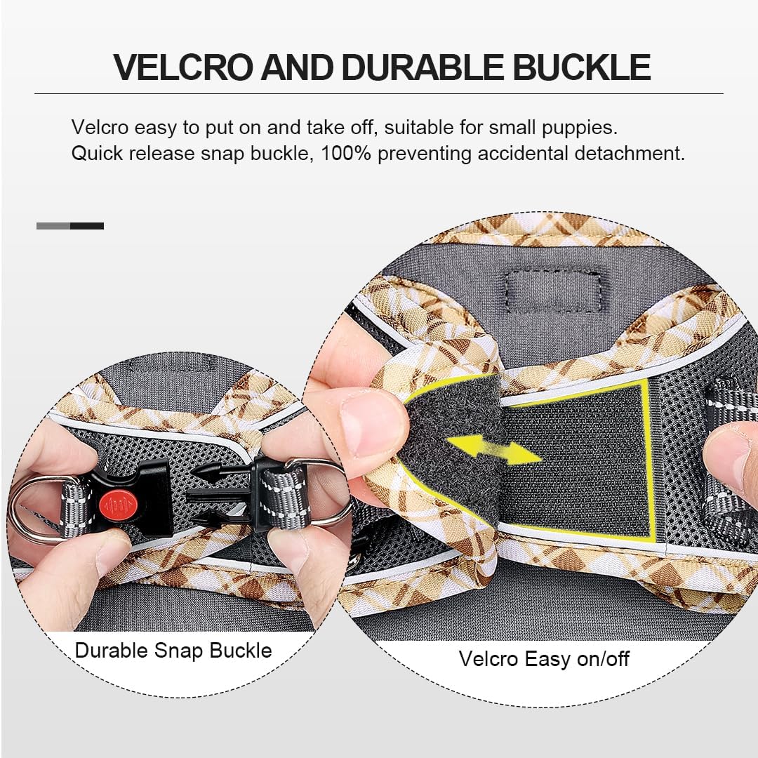 Hundegeschirr Kleine Hunde mit Leine, Step-in Geschirr Reflektierend Atmungsaktiv Brustgeschirr Anti