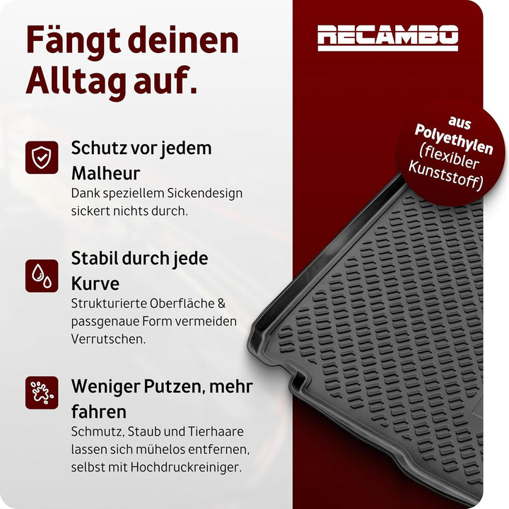 Recambo Kofferraumwanne passend für Ford Fiesta VI | 2008-2017 | Typ JA8 | passgenau mit Rand Schwar