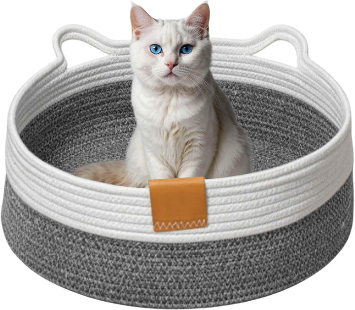 Gewebtes Katzenbett, 40 cm Durchmesser Faltbarer Korb-Nistplatz, Atmungsaktives Haustier-Liegebett,