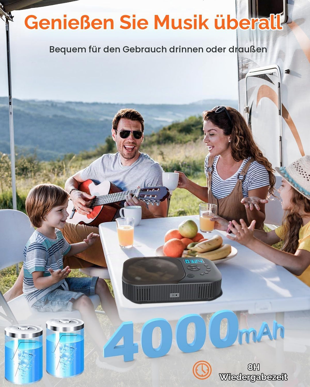 MONODEAL CD Player Tragbar, Tragbarer CD Player mit Zwei Stereo Lautsprechern und Bluetooth &amp; Radio,