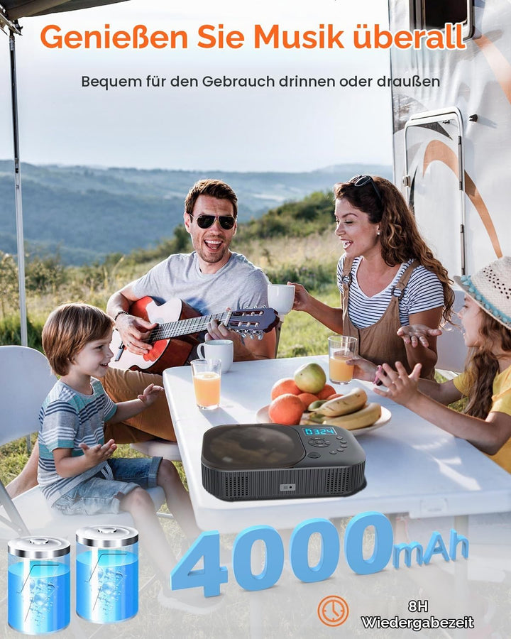 MONODEAL CD Player Tragbar, Tragbarer CD Player mit Zwei Stereo Lautsprechern und Bluetooth &amp; Radio,