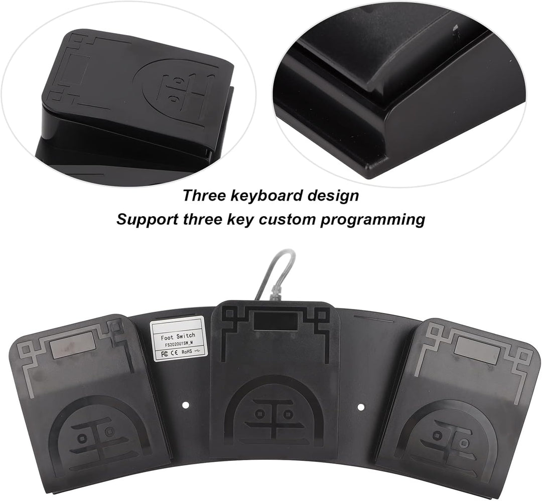 Bewinner USB Fussschalter Aktionsschalterpedal, 3 Tasten MIDI Controller Fussschaltersteuerung Angep