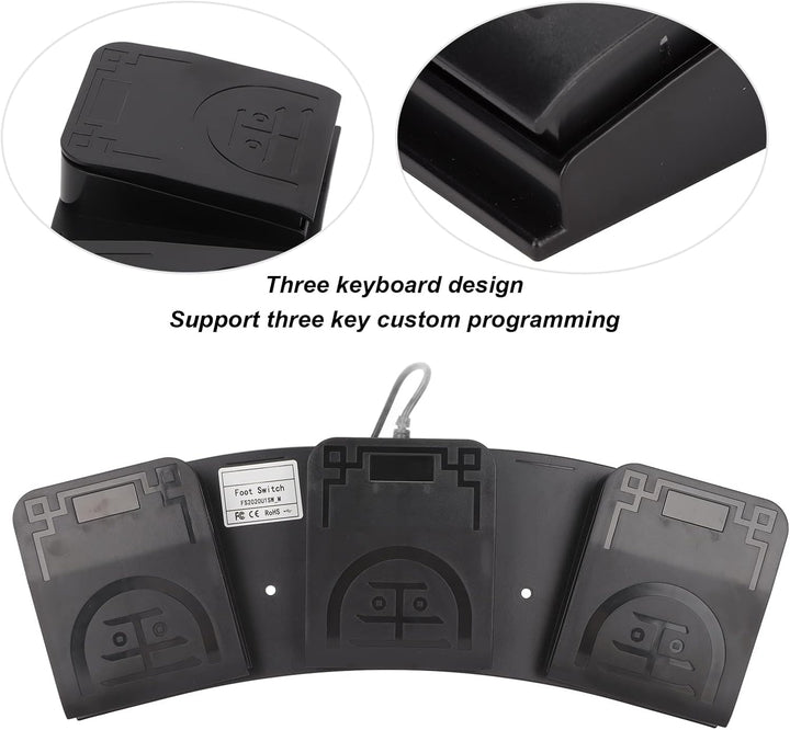 Bewinner USB Fussschalter Aktionsschalterpedal, 3 Tasten MIDI Controller Fussschaltersteuerung Angep