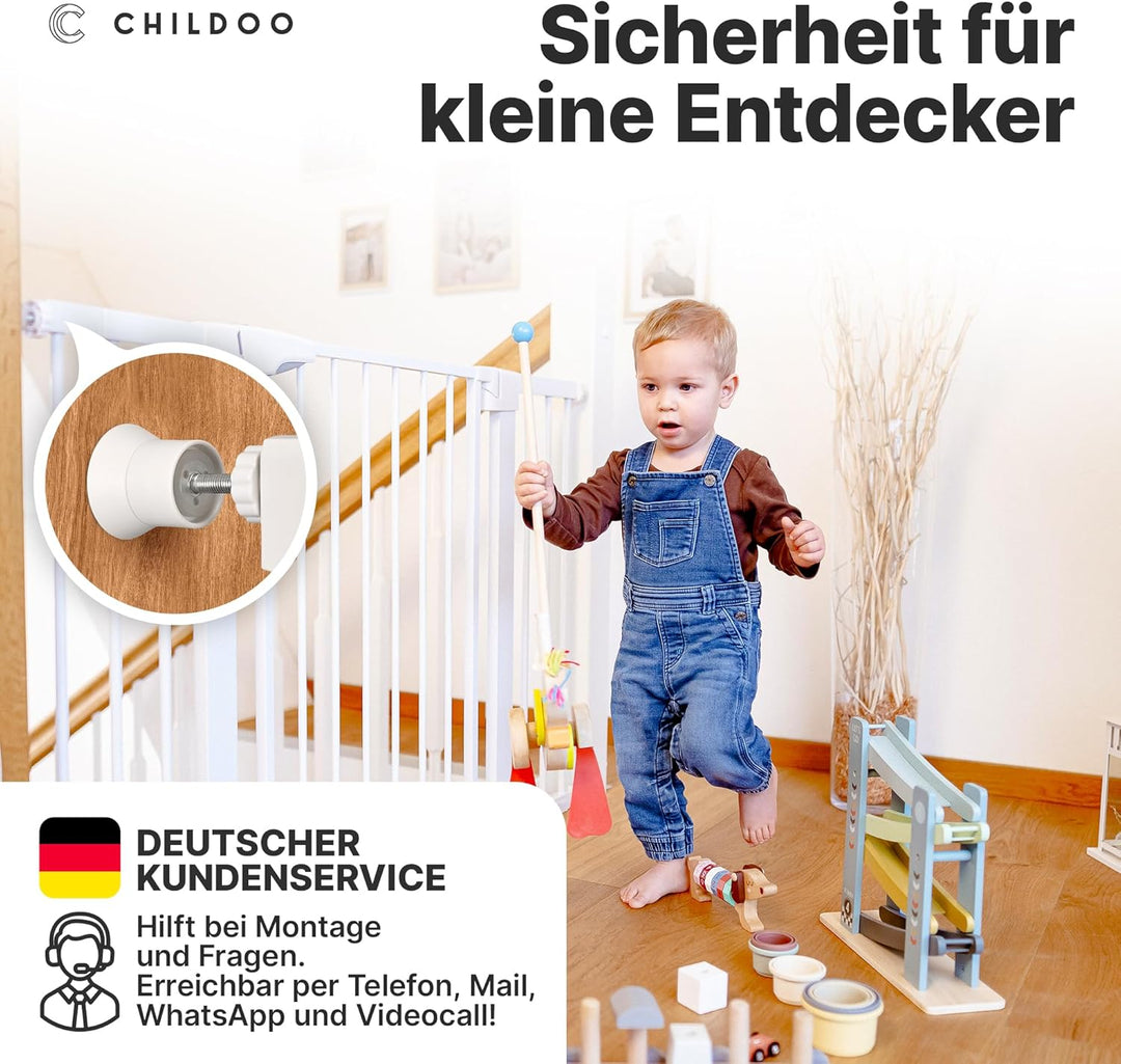 Wandschutzpads für Treppenschutzgitter ohne Bohren [inkl. Verlängerungsteilen, Anti-Rutsch] Elefante