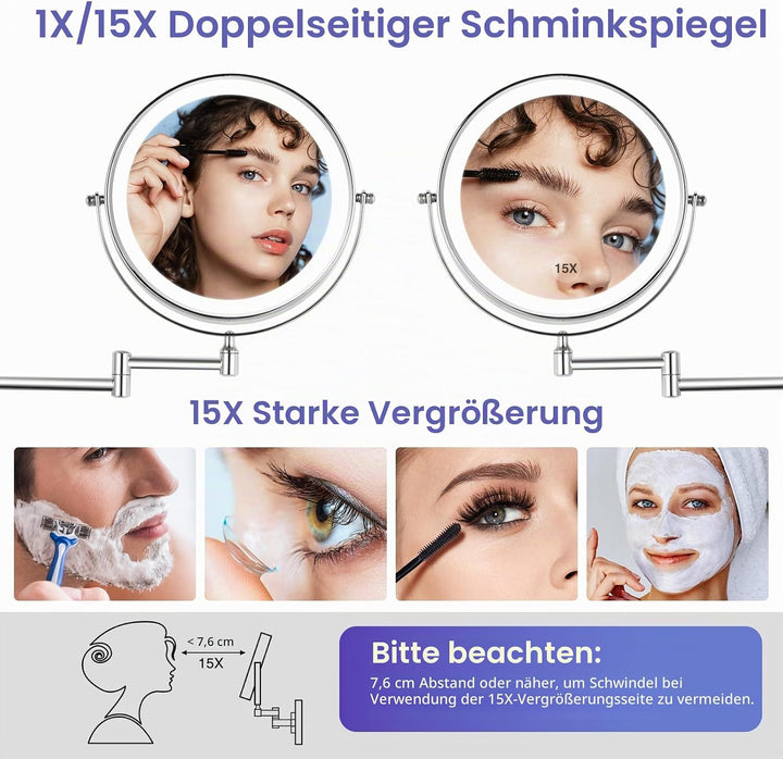 Abwandspiegel für lichtbrillen: mit verbotenem Make-up und 1X 15X vergrössern Sich die kommode, Bad