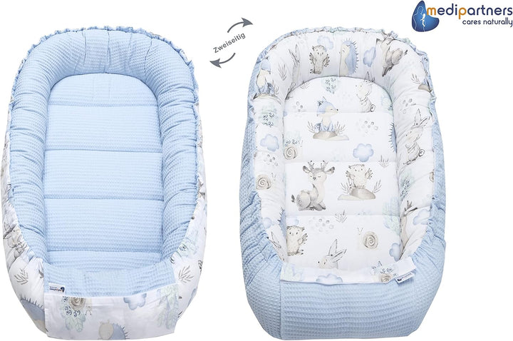 Medi Partners Babynest Kuschelnest Babynestchen 100% Baumwolle Waffle Nestchen Reisebett für Babys S