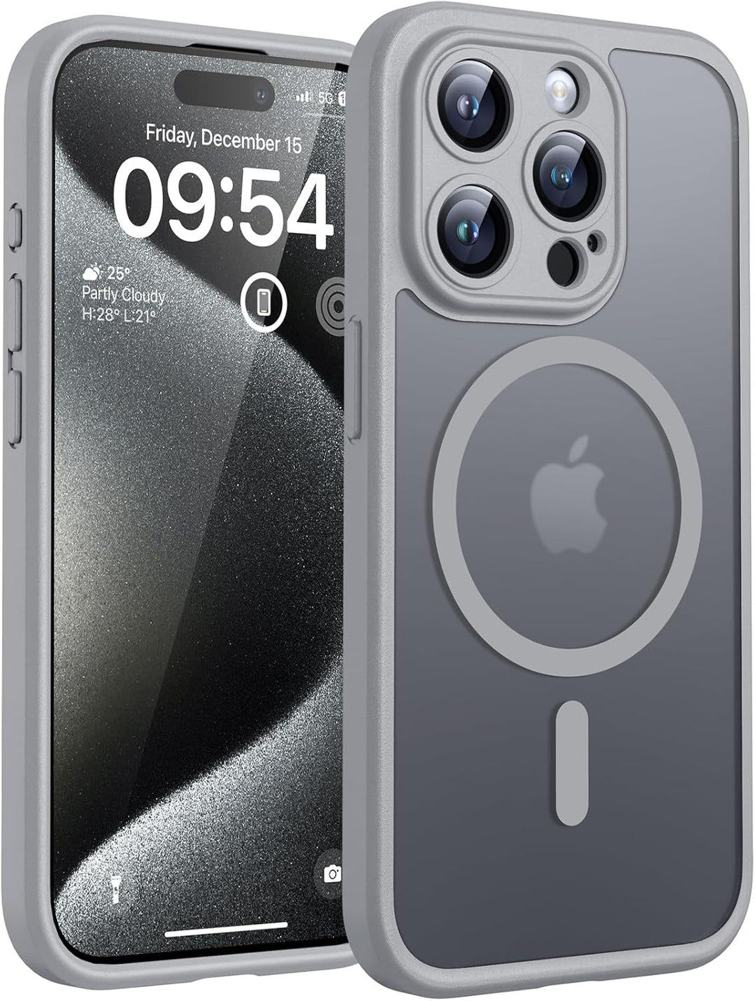 TOCOL 3 in 1 für iPhone 15 Pro Hülle für Magsafe, [Vollständiger Kameraschutz] [Schutz in Militärqua