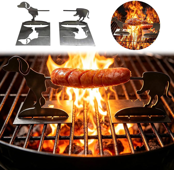 Grillwursthalter Stehender Mann 4 Stück Funny BBQ Grillwurst Halter in Menschenform, Edelstahl Faltb