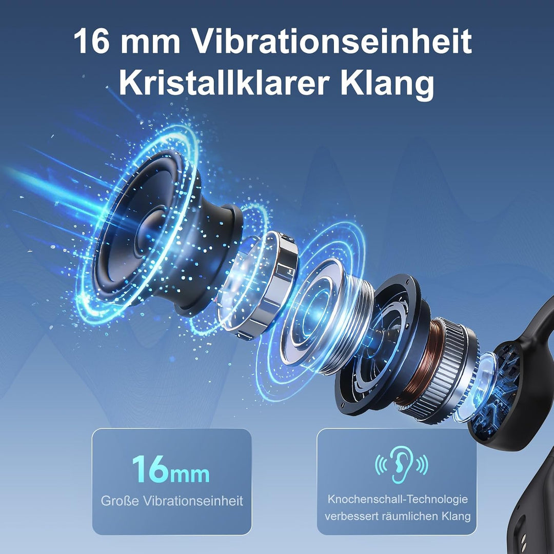Knochenschall Kopfhörer Bluetooth 6.0, offene Bluetooth-Funkkopfhörer für Sport, wasserdichte, leich